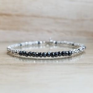 Dark Gray Faceted Hematite Beaded Toggle Bracelet